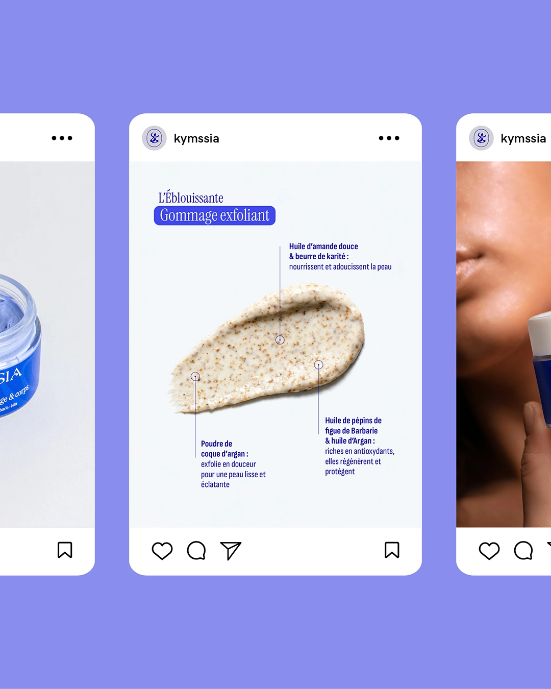 Posts instagram KYMSSIA – branding cosmétique - Sable Noir