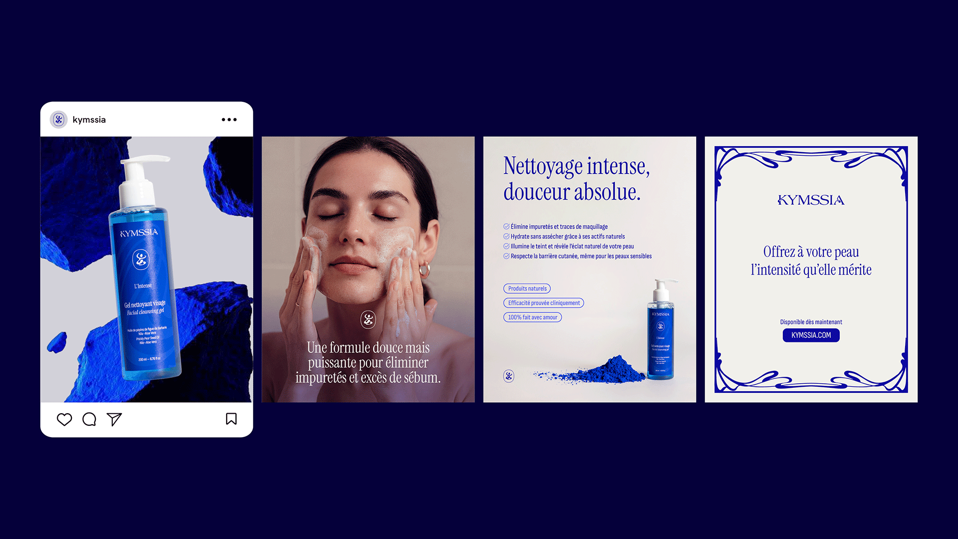 Carrousel instagram KYMSSIA – branding cosmétique - Sable Noir