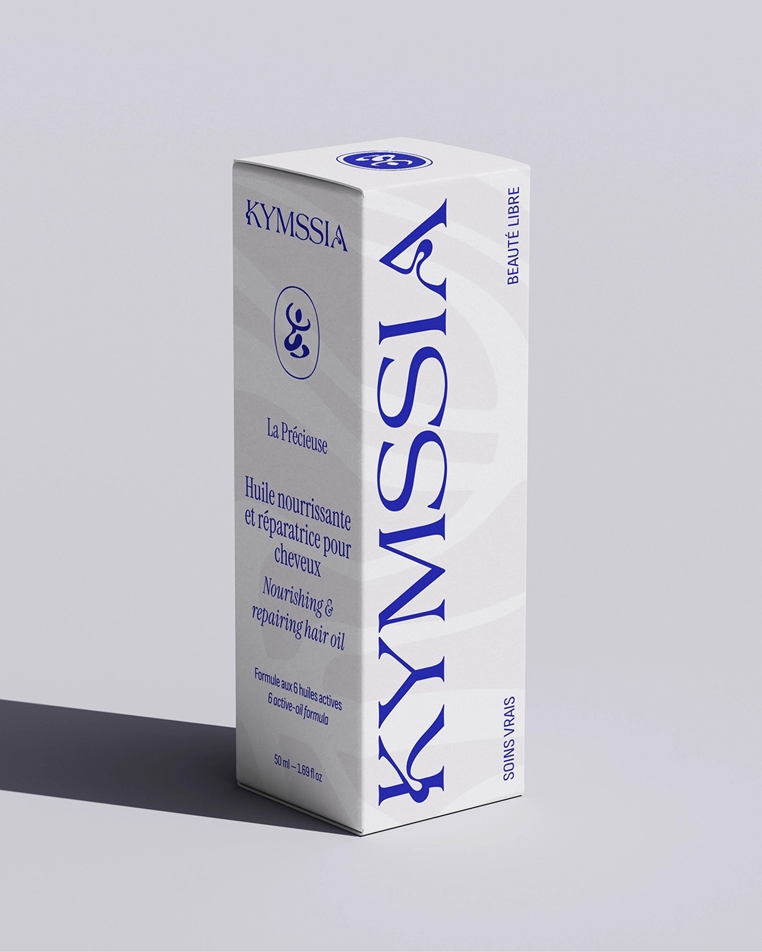 Packaging Huile nourrissante KYMSSIA La Précieuse – branding cosmétique - Sable Noir