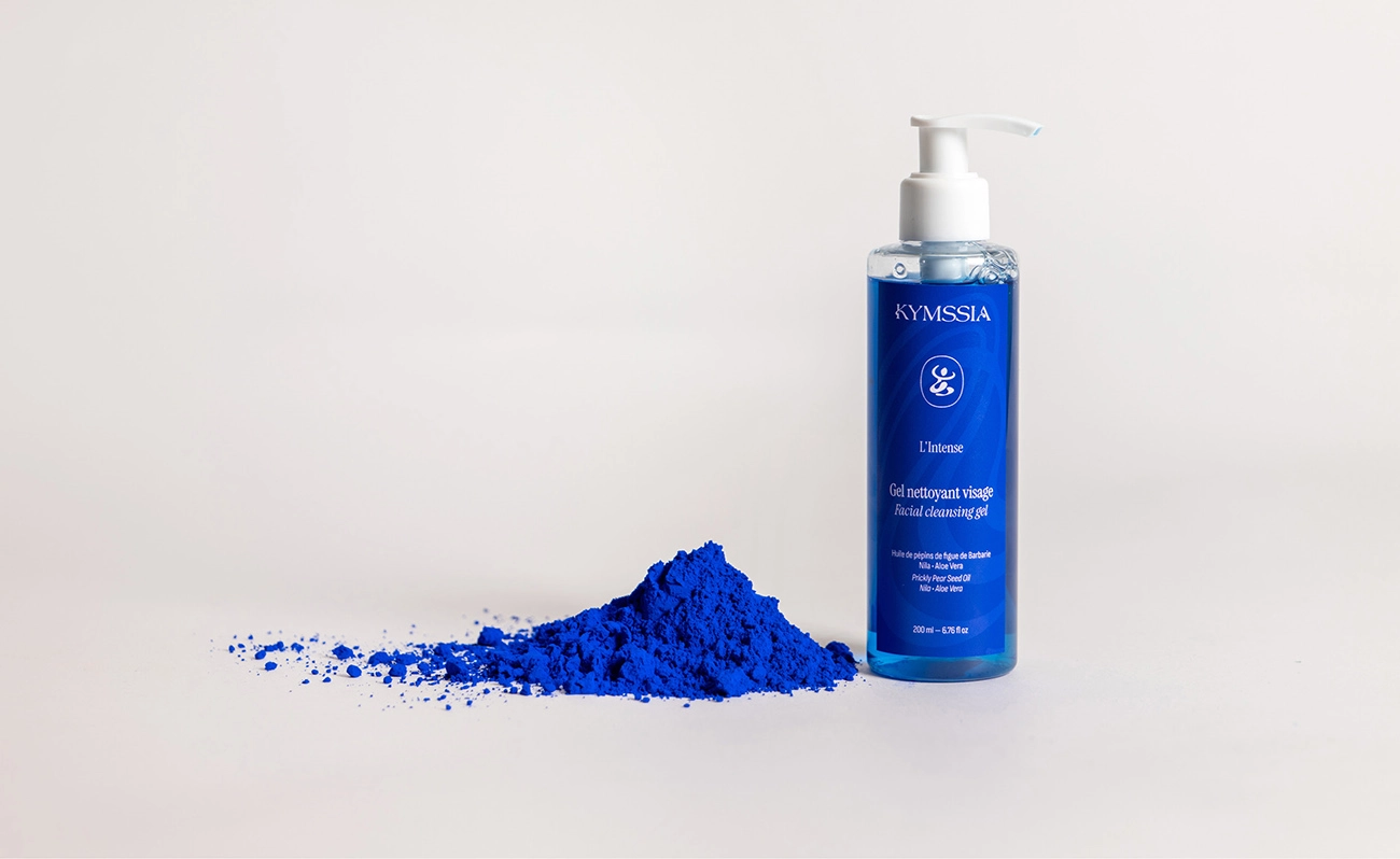 Packaging Gel nettoyant visage KYMSSIA L’Intense – branding cosmétique - Sable Noir