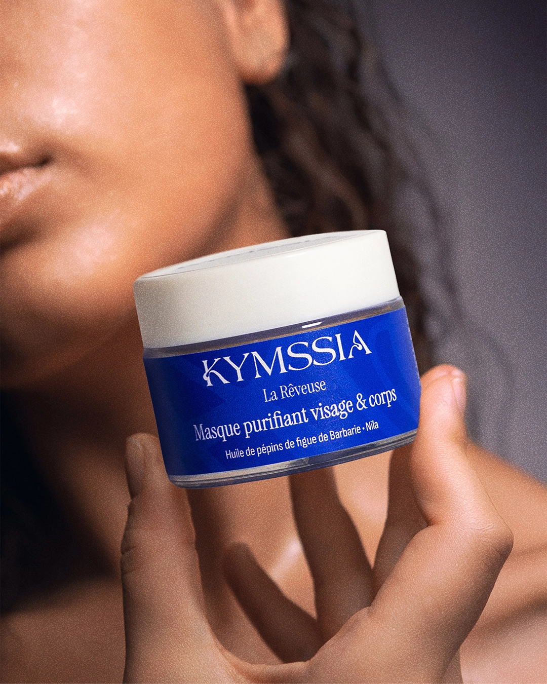 Packaging Masque purifiant KYMSSIA La Rêveuse – branding cosmétique - Sable Noir